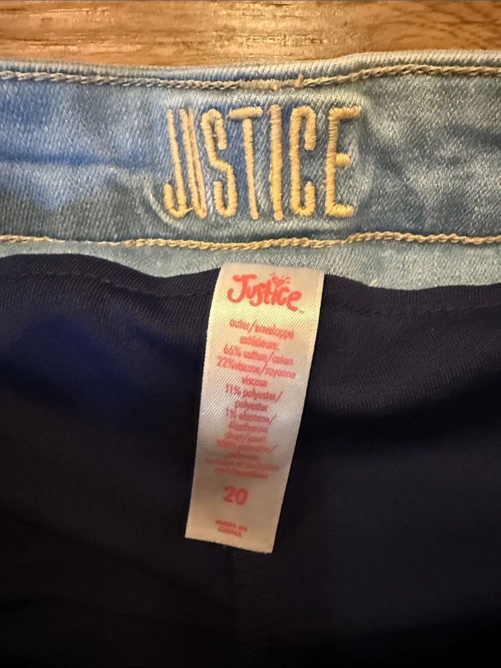 Justice Light Wash Denim Skort GIRLS 20 Distressed Sequins Stars Pull On Raw Hem